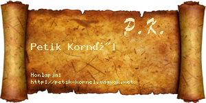 Petik Kornél névjegykártya